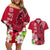 Custom Polynesian Fiji Couples Matching Off Shoulder Short Dress and Hawaiian Shirt Shark and Hibiscus Tapa Pattern Red Version LT03 Red - Polynesian Pride