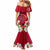 Custom Polynesian Fiji Mermaid Dress Shark and Hibiscus Tapa Pattern Red Version LT03 - Polynesian Pride