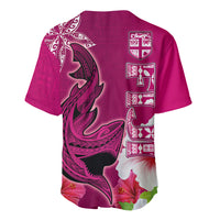Polynesian Fiji Baseball Jersey Shark and Hibiscus Tapa Pattern Purple Version LT03 - Polynesian Pride