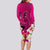 Polynesian Fiji Long Sleeve Bodycon Dress Shark and Hibiscus Tapa Pattern Purple Version LT03 - Polynesian Pride