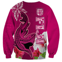 Polynesian Fiji Sweatshirt Shark and Hibiscus Tapa Pattern Purple Version LT03 - Polynesian Pride