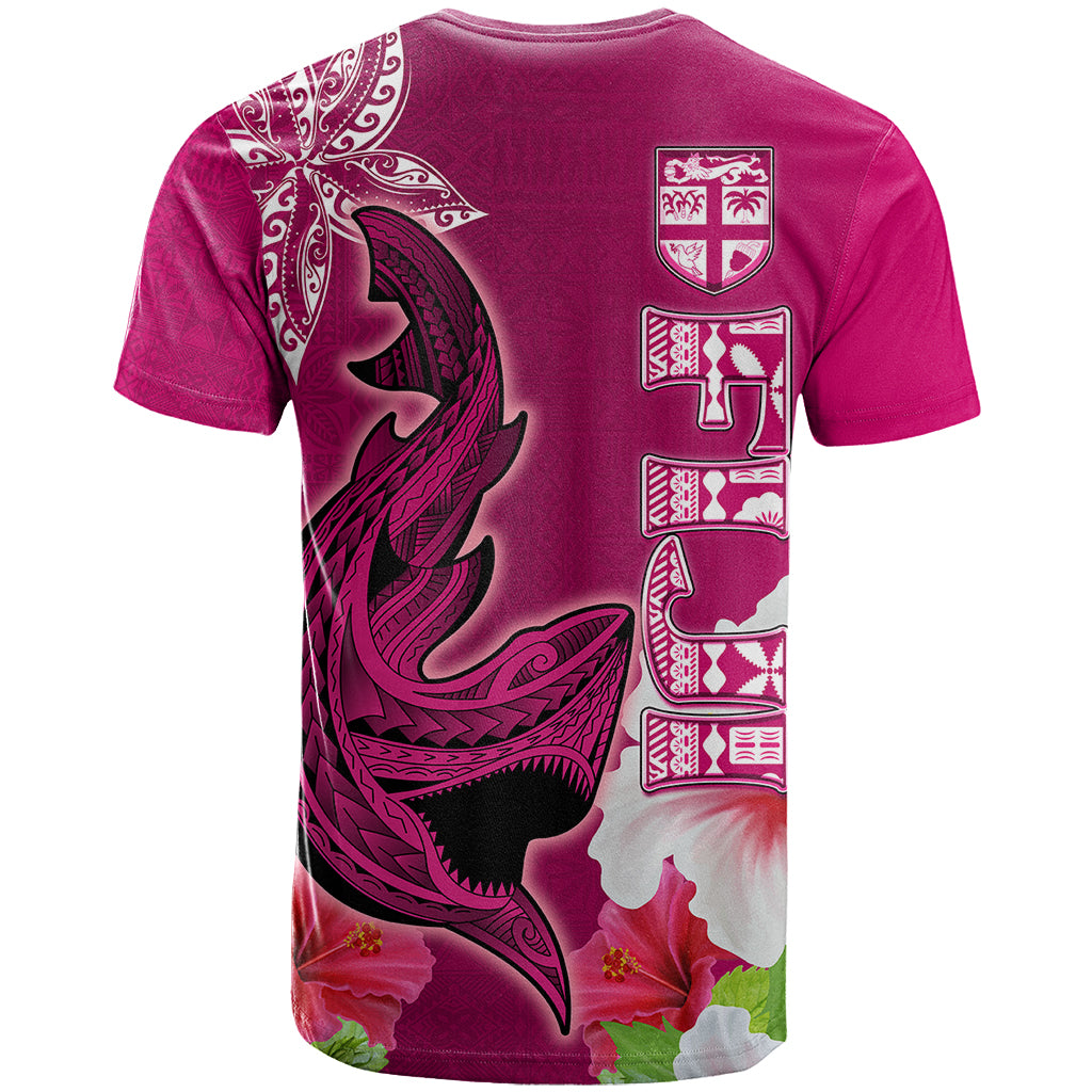 Polynesian Fiji T Shirt Shark and Hibiscus Tapa Pattern Purple Version LT03 - Polynesian Pride