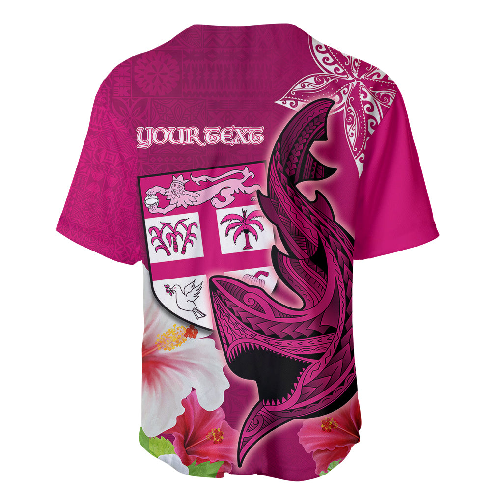 Custom Polynesian Fiji Baseball Jersey Shark and Hibiscus Tapa Pattern Purple Version LT03 - Polynesian Pride
