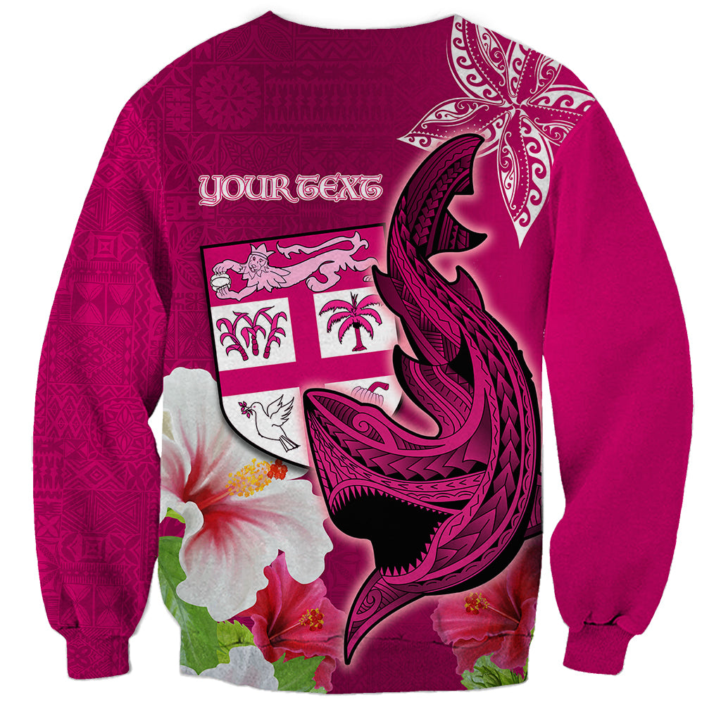 Custom Polynesian Fiji Sweatshirt Shark and Hibiscus Tapa Pattern Purple Version LT03 - Polynesian Pride