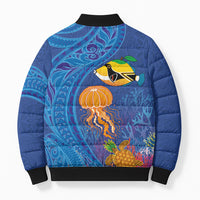Hawaiian Funny Fruits Sea Animals Bomber Puffer Jacket Mango Reef Triggerfish and Pineapple Turtle and Mandarin Jellyfish LT03 - Polynesian Pride