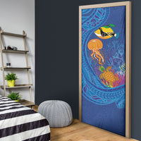 Hawaiian Funny Fruits Sea Animals Door Cover Mango Reef Triggerfish and Pineapple Turtle and Mandarin Jellyfish LT03 - Polynesian Pride