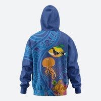 Hawaiian Funny Fruits Sea Animals Hoodie Mango Reef Triggerfish and Pineapple Turtle and Mandarin Jellyfish LT03 - Polynesian Pride