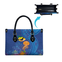 Hawaiian Funny Fruits Sea Animals Leather Bag Mango Reef Triggerfish and Pineapple Turtle and Mandarin Jellyfish LT03 - Polynesian Pride