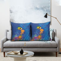 Hawaiian Funny Fruits Sea Animals Pillow Cover Mango Reef Triggerfish and Pineapple Turtle and Mandarin Jellyfish LT03 - Polynesian Pride