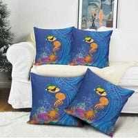 Hawaiian Funny Fruits Sea Animals Pillow Cover Mango Reef Triggerfish and Pineapple Turtle and Mandarin Jellyfish LT03 - Polynesian Pride