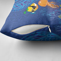 Hawaiian Funny Fruits Sea Animals Pillow Cover Mango Reef Triggerfish and Pineapple Turtle and Mandarin Jellyfish LT03 - Polynesian Pride