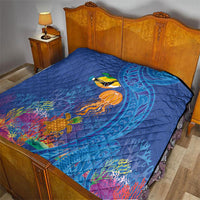 Hawaiian Funny Fruits Sea Animals Quilt Mango Reef Triggerfish and Pineapple Turtle and Mandarin Jellyfish LT03 - Polynesian Pride