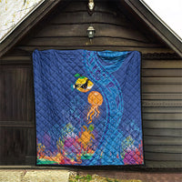 Hawaiian Funny Fruits Sea Animals Quilt Mango Reef Triggerfish and Pineapple Turtle and Mandarin Jellyfish LT03 - Polynesian Pride