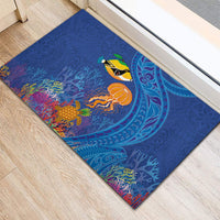 Hawaiian Funny Fruits Sea Animals Rubber Doormat Mango Reef Triggerfish and Pineapple Turtle and Mandarin Jellyfish LT03 - Polynesian Pride