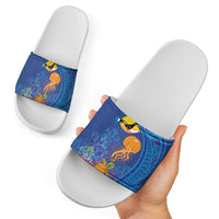 Hawaiian Funny Fruits Sea Animals Slide Sandals Mango Reef Triggerfish and Pineapple Turtle and Mandarin Jellyfish LT03 - Polynesian Pride
