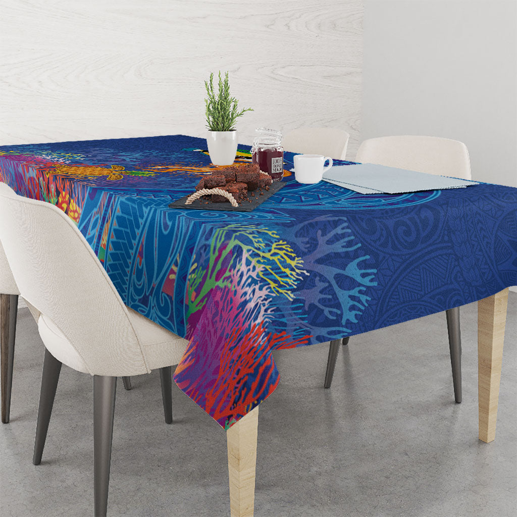 Hawaiian Funny Fruits Sea Animals Tablecloth Mango Reef Triggerfish and Pineapple Turtle and Mandarin Jellyfish LT03 - Polynesian Pride