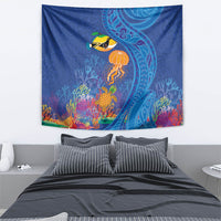Hawaiian Funny Fruits Sea Animals Tapestry Mango Reef Triggerfish and Pineapple Turtle and Mandarin Jellyfish LT03 - Polynesian Pride