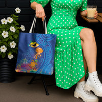 Hawaiian Funny Fruits Sea Animals Tote Bag Mango Reef Triggerfish and Pineapple Turtle and Mandarin Jellyfish LT03 - Polynesian Pride