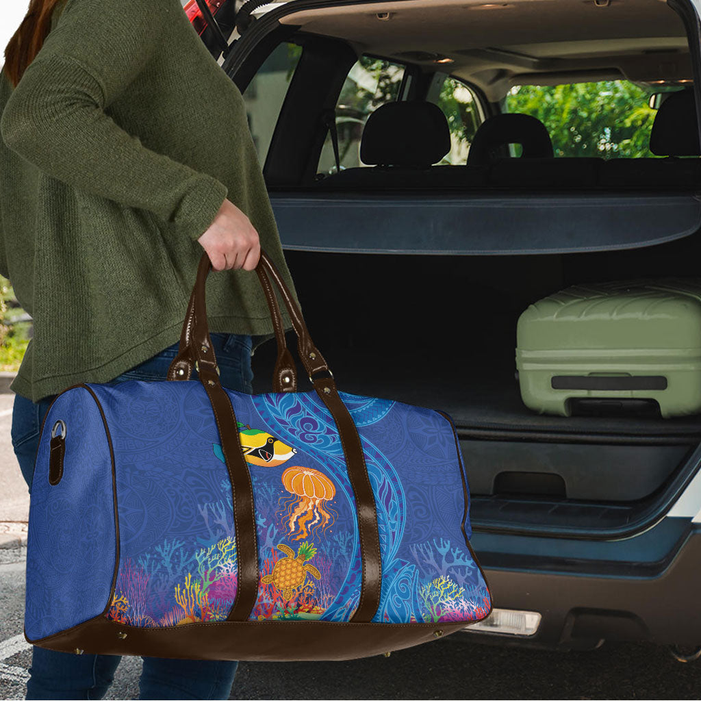 Hawaiian Funny Fruits Sea Animals Travel Bag Mango Reef Triggerfish and Pineapple Turtle and Mandarin Jellyfish LT03 - Polynesian Pride