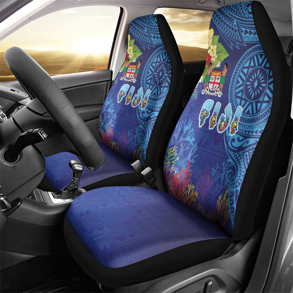 Fiji Day Car Seat Cover Coral Reef with Tapa Motifs and Hibiscus Ocean Vibe LT03 - Polynesian Pride