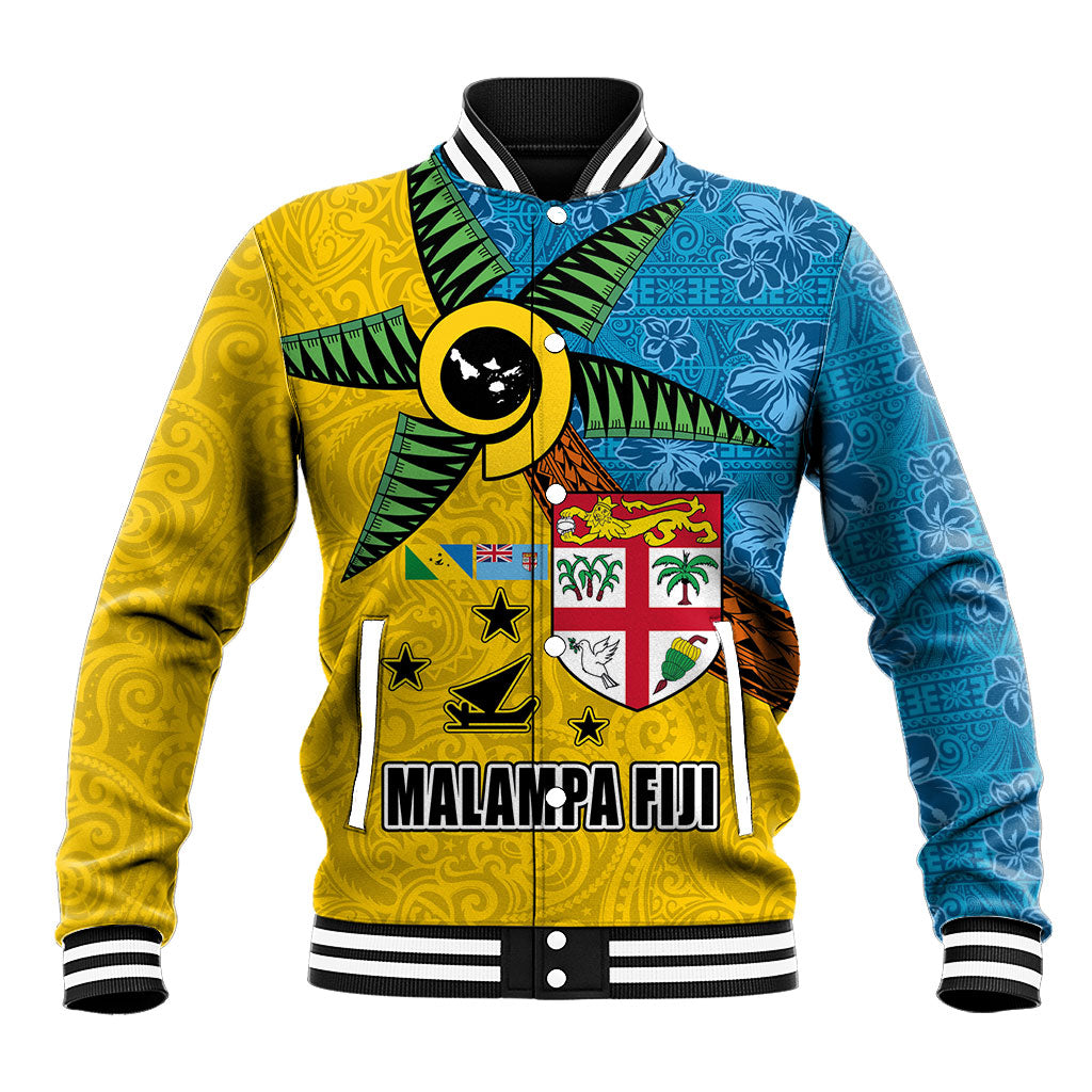 Malampa Fiji Day Baseball Jacket Tapa and Melanesian Patterns with Coat of Arms LT03 Unisex Multicolor - Polynesian Pride