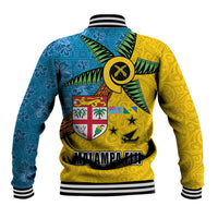 Malampa Fiji Day Baseball Jacket Tapa and Melanesian Patterns with Coat of Arms LT03 - Polynesian Pride