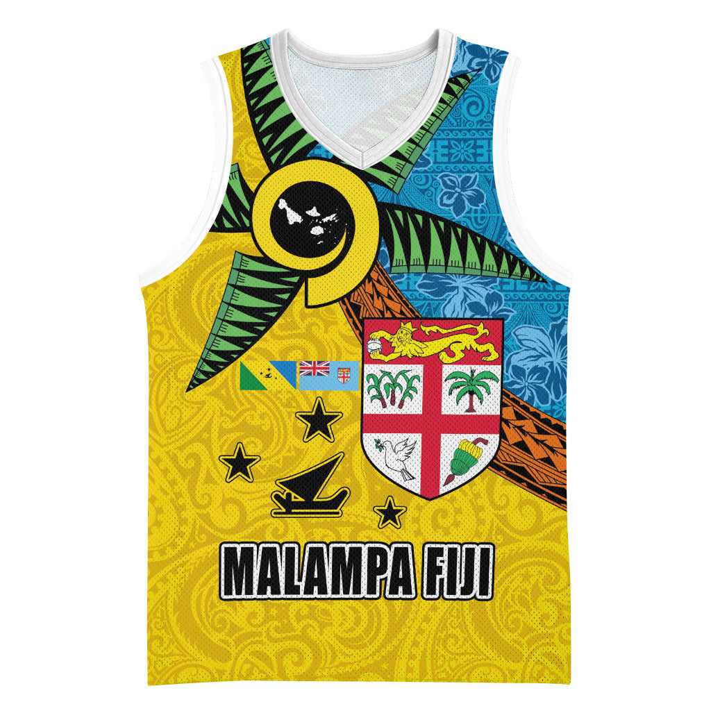 Malampa Fiji Day Basketball Jersey Tapa and Melanesian Patterns with Coat of Arms LT03 Unisex Multicolor - Polynesian Pride