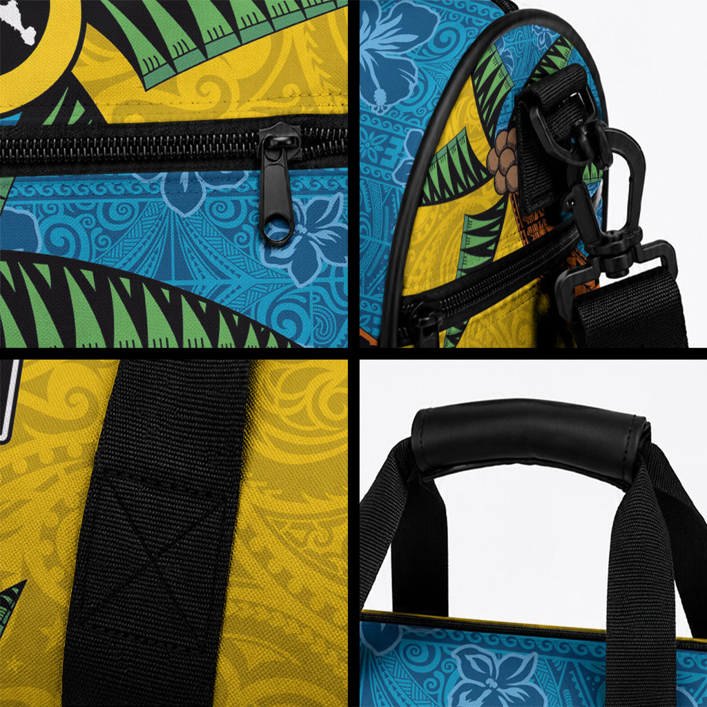 Malampa Fiji Day Duffle Bag Tapa and Melanesian Patterns with Coat of Arms