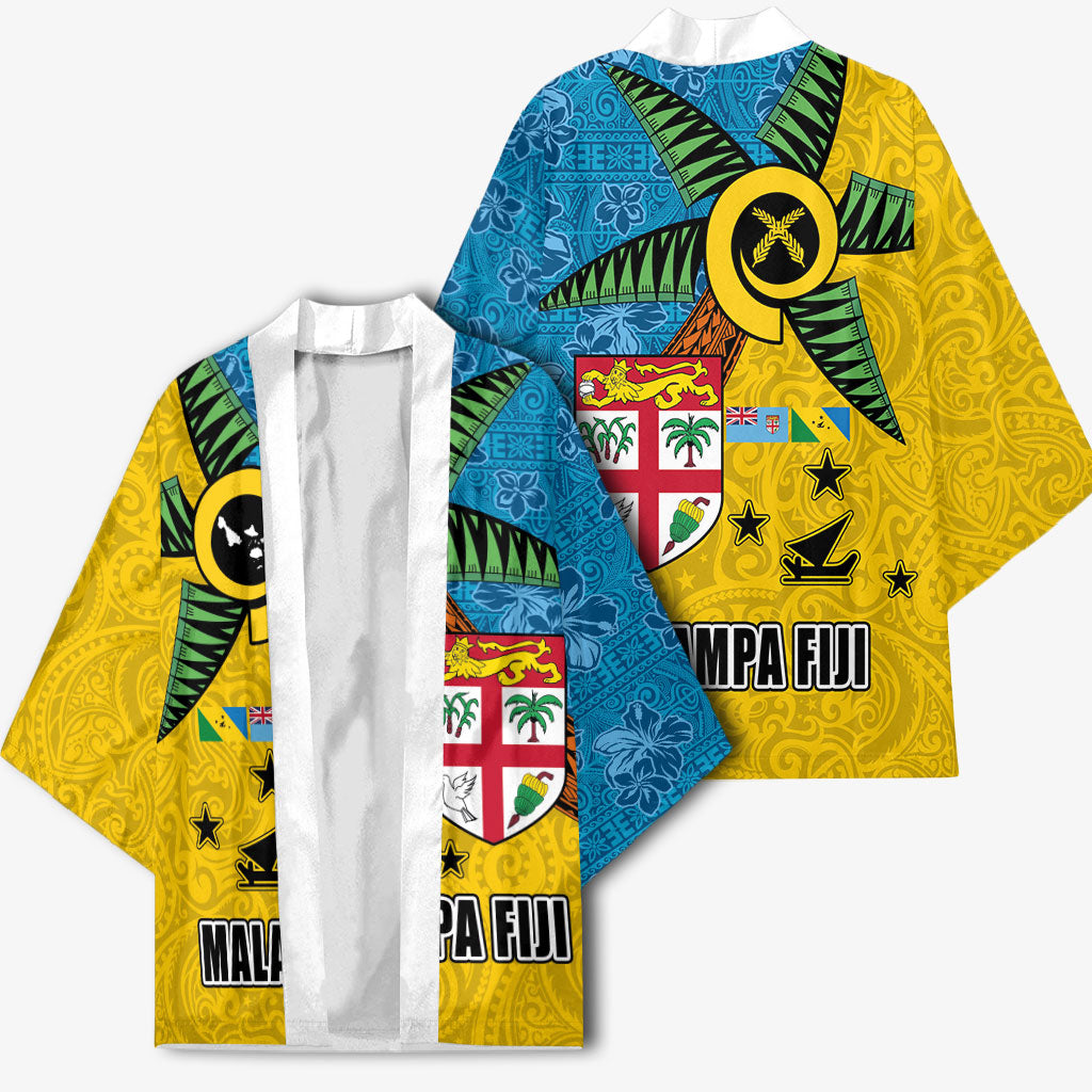 Malampa Fiji Day Kimono Tapa and Melanesian Patterns with Coat of Arms LT03 - Polynesian Pride