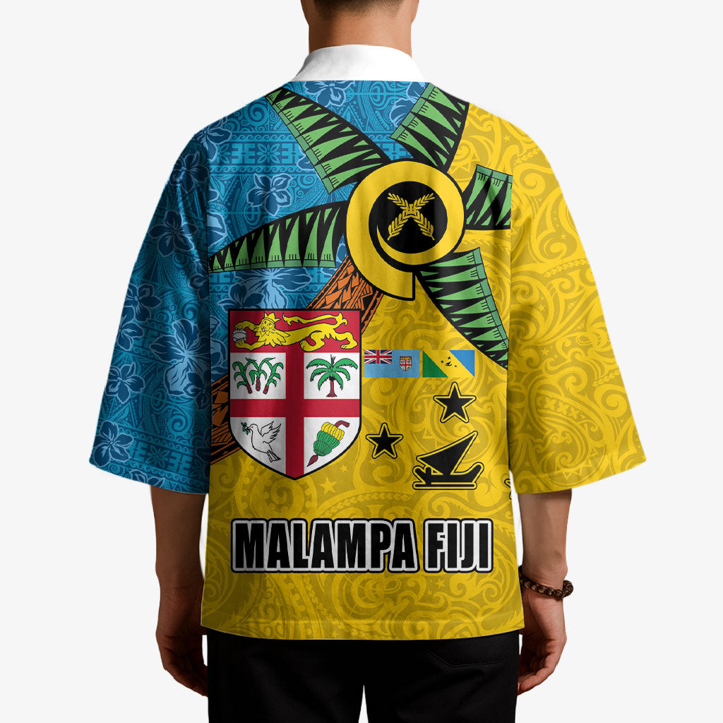 Malampa Fiji Day Kimono Tapa and Melanesian Patterns with Coat of Arms LT03 - Polynesian Pride