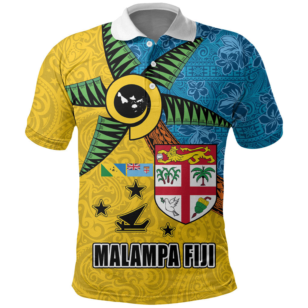 Malampa Fiji Day Polo Shirt Tapa and Melanesian Patterns with Coat of Arms