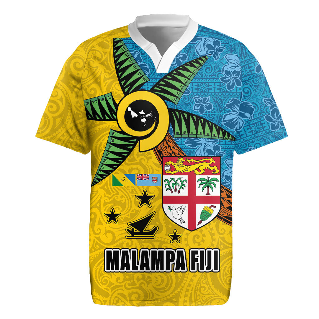 Malampa Fiji Day Rugby Jersey Tapa and Melanesian Patterns with Coat of Arms LT03 Multicolor - Polynesian Pride