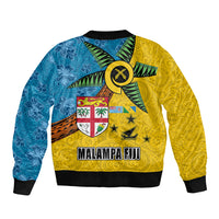 Malampa Fiji Day Sleeve Zip Bomber Jacket Tapa and Melanesian Patterns with Coat of Arms LT03 - Polynesian Pride