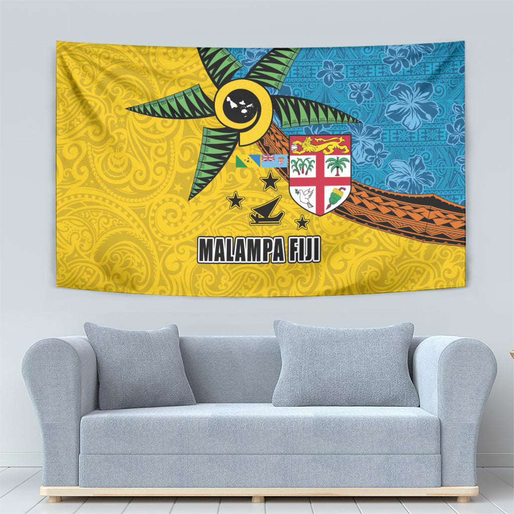 Malampa Fiji Day Tapestry Tapa and Melanesian Patterns with Coat of Arms LT03 - Polynesian Pride