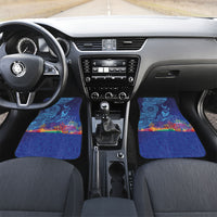 Fijian Tribal Manta Ray Car Mats Masi Motif with Coral Reef Ocean Vibe LT03 Set 2pcs - Front Blue - Polynesian Pride