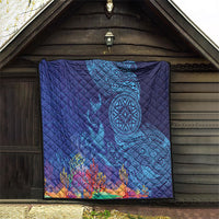 Fijian Tribal Manta Ray Quilt Masi Motif with Coral Reef Ocean Vibe LT03 - Polynesian Pride