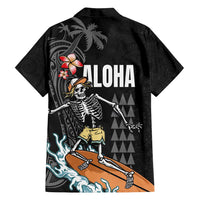 Hawaiian Halloween Skeleton Surfing Family Matching Off Shoulder Maxi Dress and Hawaiian Shirt Polynesian Tribal Tattoo and Hawaiian Pattern LT03 - Polynesian Pride
