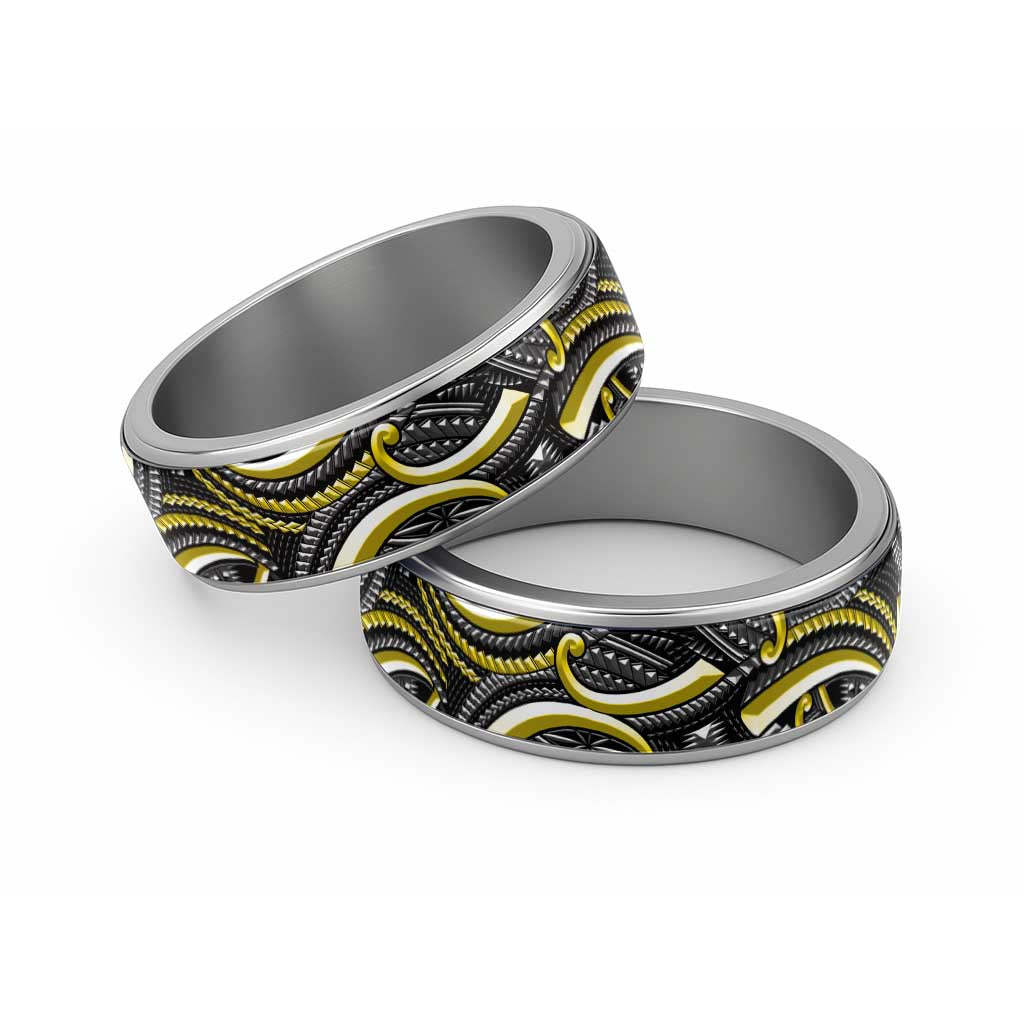 Traditional Samoan Tattoo Art Yellow Color Classic Ring - Polynesian Pride