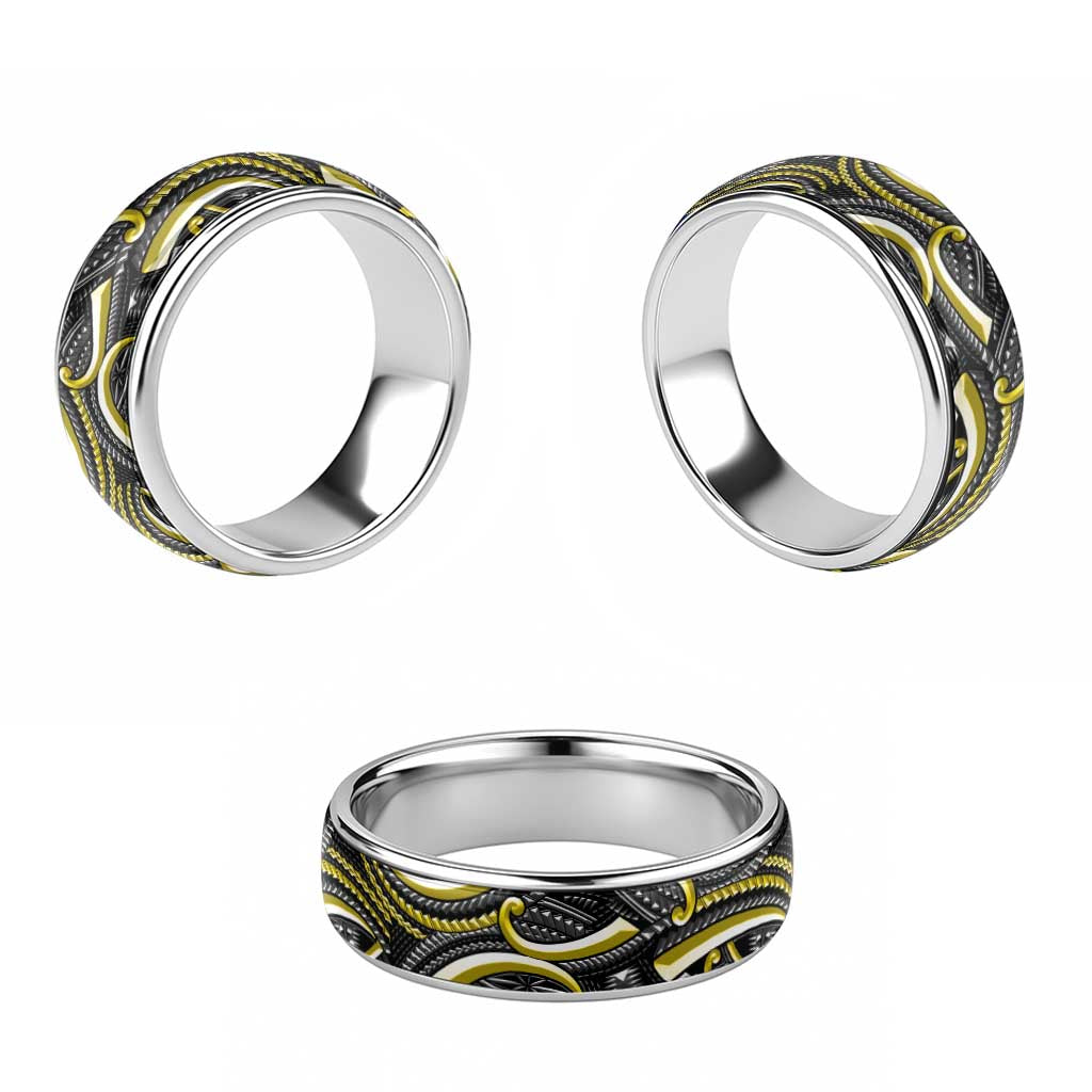 Traditional Samoan Tattoo Art Yellow Color Classic Ring - Polynesian Pride