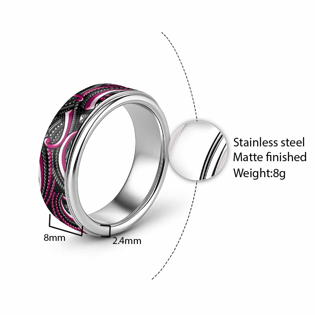 Traditional Samoan Tattoo Art Pink Color Classic Ring - Polynesian Pride