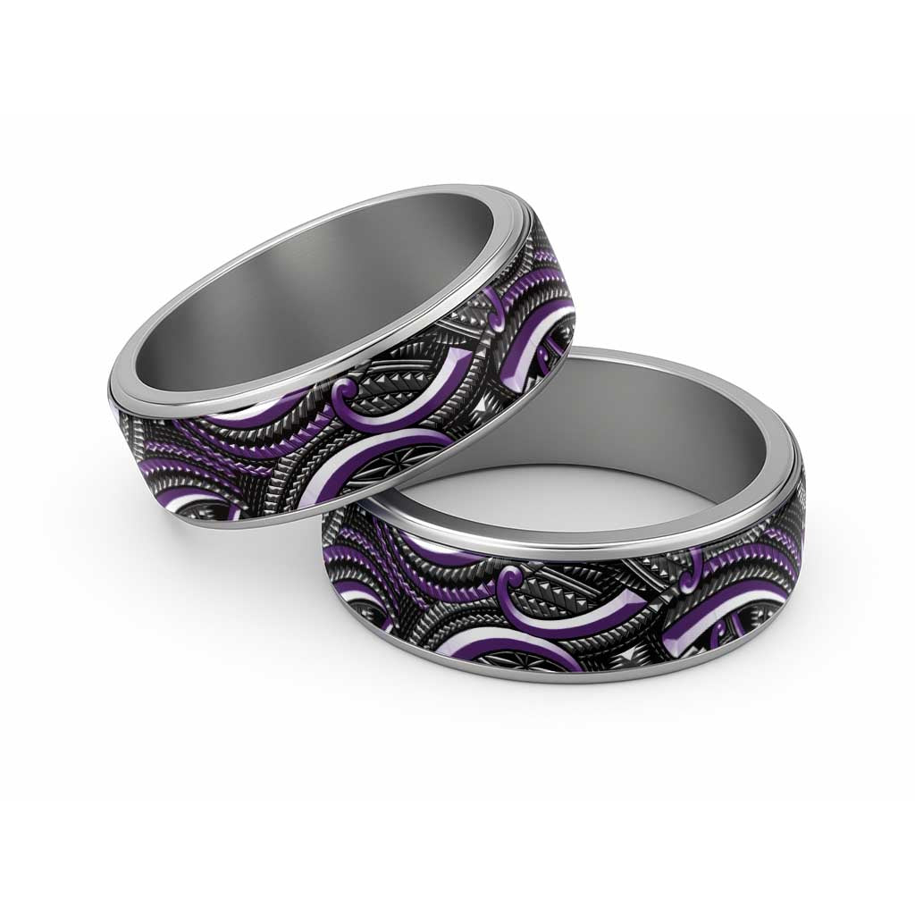 Traditional Samoan Tattoo Art Purple Color Classic Ring - Polynesian Pride