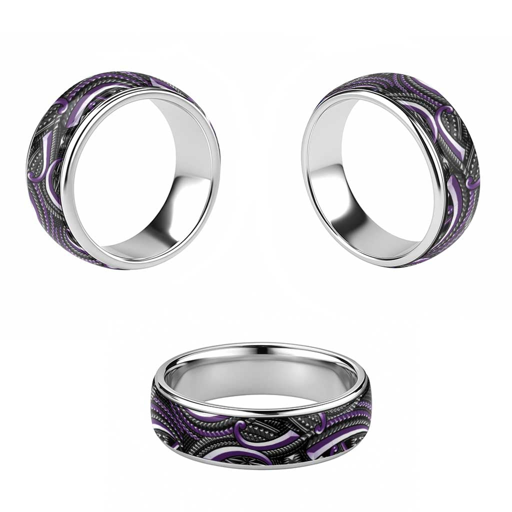 Traditional Samoan Tattoo Art Purple Color Classic Ring - Polynesian Pride