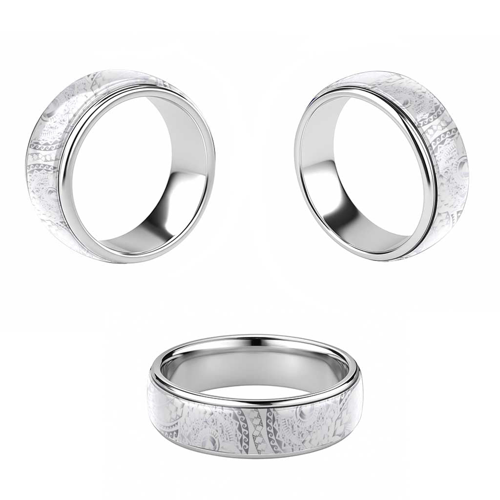 Traditional Polynesian Maori Tattoo White Color Classic Ring - Polynesian Pride