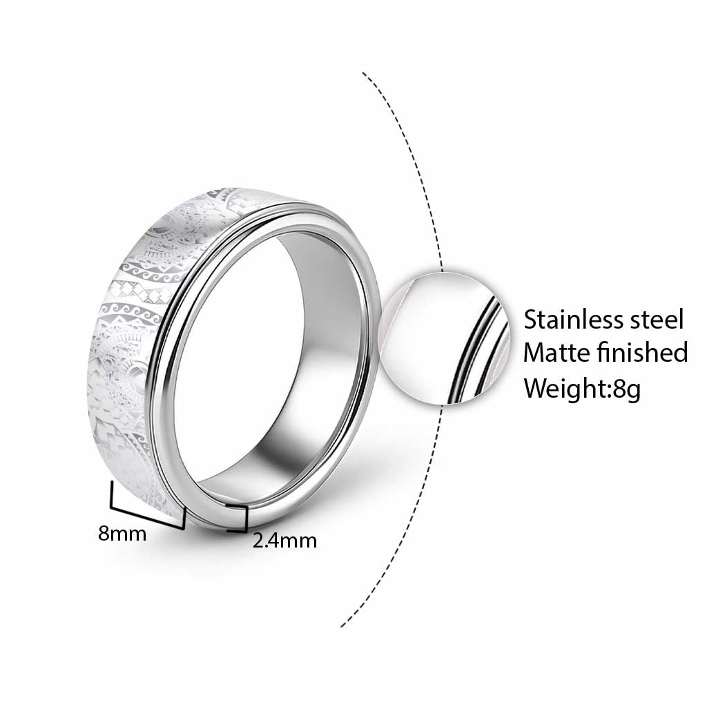 Traditional Polynesian Maori Tattoo White Color Classic Ring - Polynesian Pride