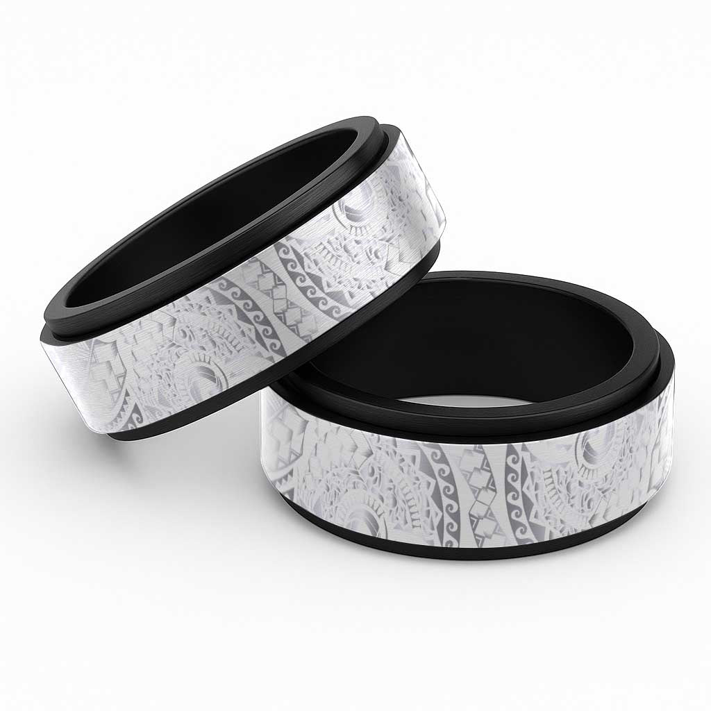 Traditional Polynesian Maori Tattoo White Color Spinner Ring - Polynesian Pride