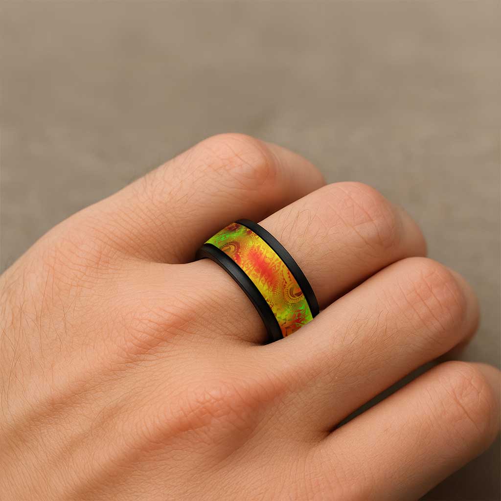 Traditional Polynesian Maori Tattoo Reggae Color Spinner Ring - Polynesian Pride