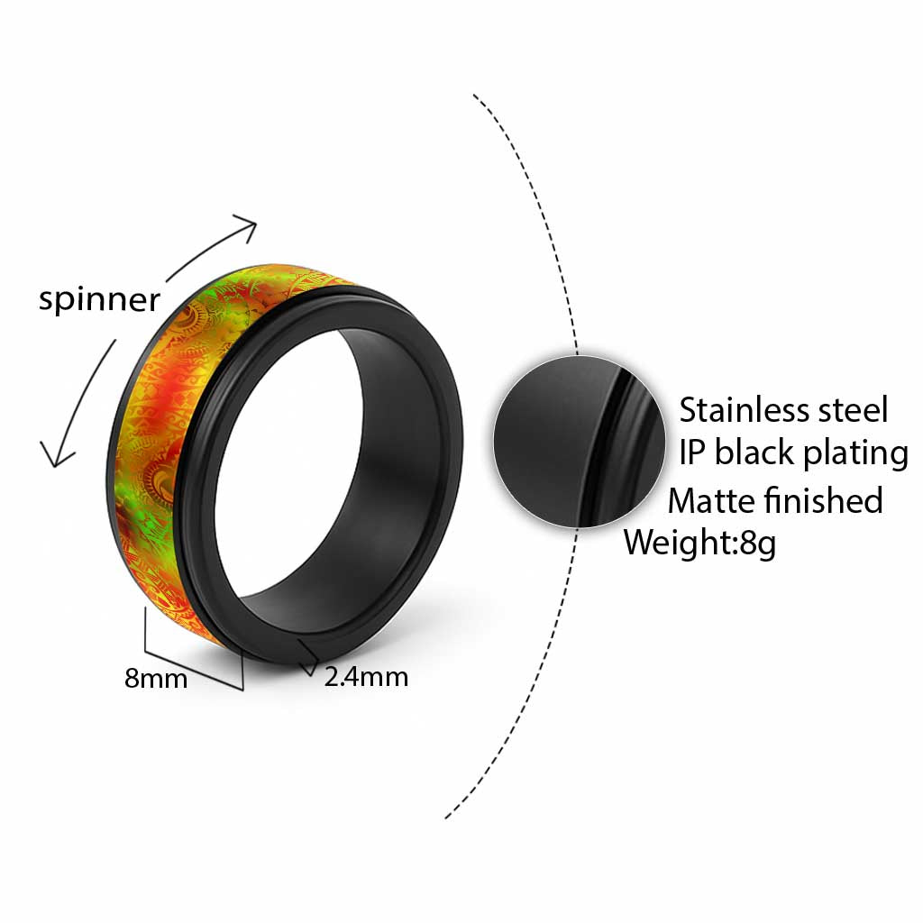 Traditional Polynesian Maori Tattoo Reggae Color Spinner Ring - Polynesian Pride