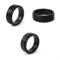 Traditional Samoa Maori Ornament Style Black Art Spinner Ring - Polynesian Pride