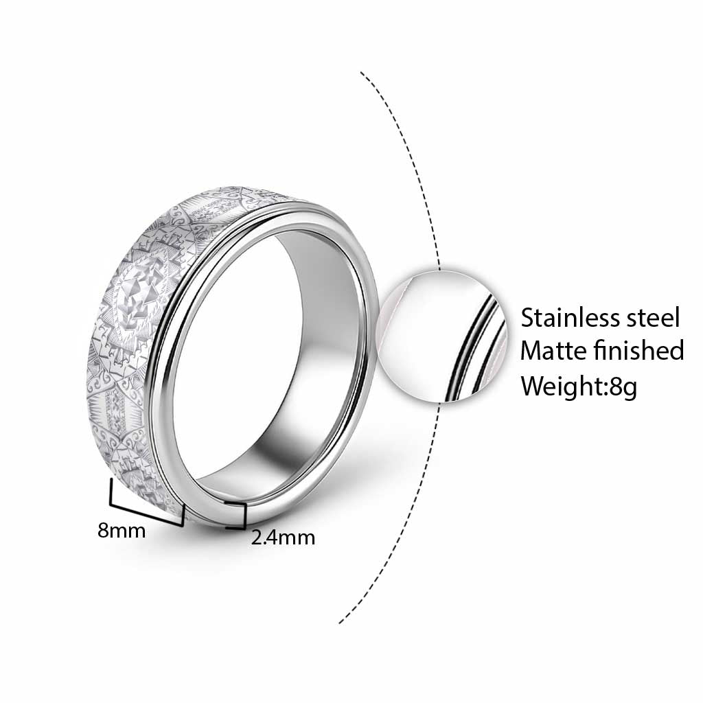 Traditional Samoa Maori Ornament Style White Art Classic Ring - Polynesian Pride