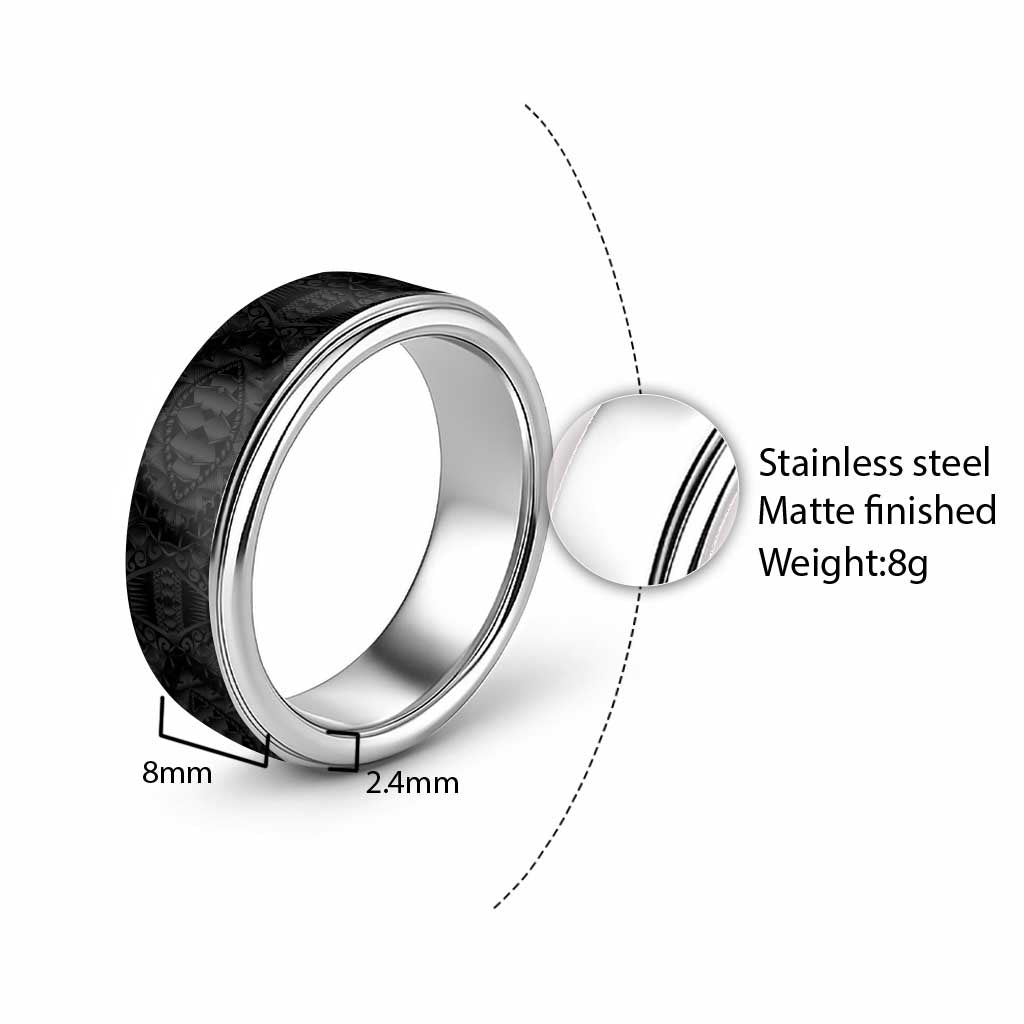 Traditional Samoa Maori Ornament Style Black Color Classic Ring - Polynesian Pride